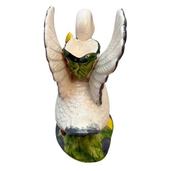 Ceramic Swan Taper Candle Holder Figurine Sunflower Hand Painted Spring Summer - Picture 6 of 9